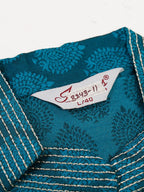 Jompers Men's Silk Blend Collar Embroidered Kurta Pyjama Set - Peacock | Grocsy