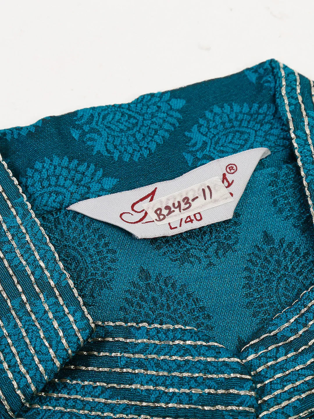 Jompers Men's Silk Blend Collar Embroidered Kurta Pyjama Set - Peacock | Grocsy
