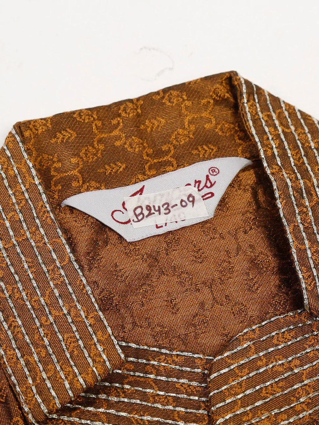 Jompers Men's Silk Blend Collar Embroidered Kurta Pyjama Set - Brown | Grocsy