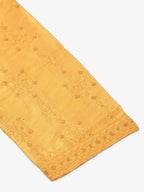Jompers Men's Silk Blend Collar Embroidered Kurta Pyjama Set - Yellow | Grocsy