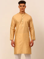 Jompers Men's Beige Striped Pleated Chikankari Kurta Only | Grocsy