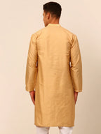 Jompers Men's Beige Striped Pleated Chikankari Kurta Only | Grocsy