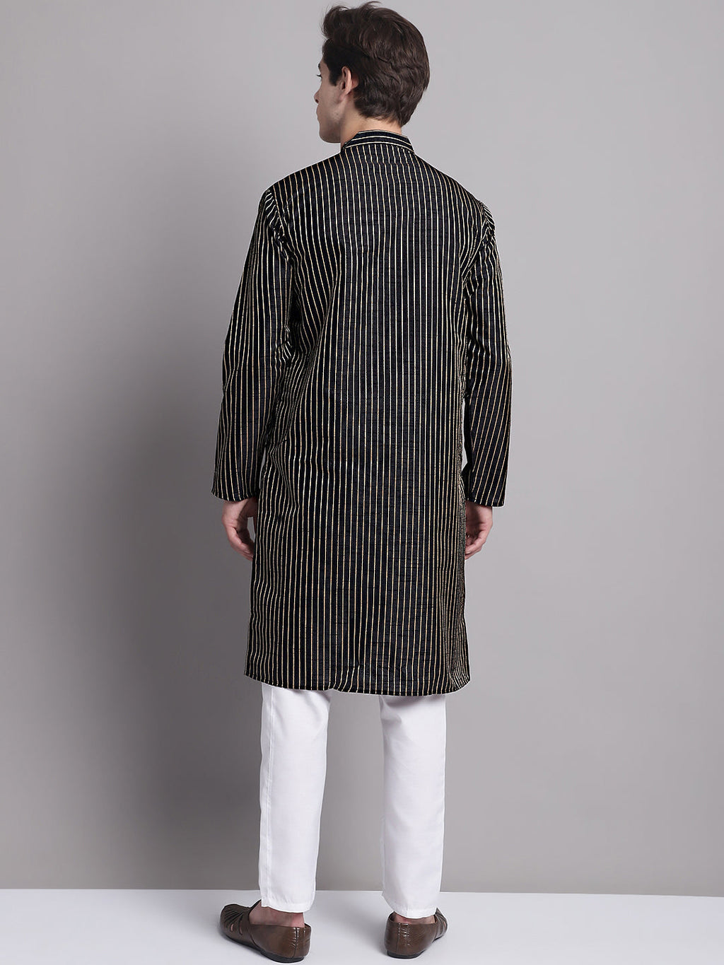 Jompers Men's Black Embroidered Design Kurta with Pyjamas | Grocsy