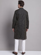 Jompers Men's Black Embroidered Design Kurta with Pyjamas | Grocsy