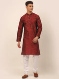 Jompers Men's Maroon Paisley Printed Kurta with Pyjama | Grocsy