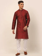 Jompers Men's Maroon Paisley Printed Kurta with Pyjama | Grocsy