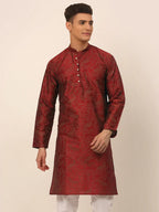 Jompers Men's Maroon Paisley Printed Kurta Only | Grocsy