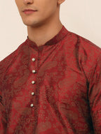 Jompers Men's Maroon Paisley Printed Kurta Only | Grocsy