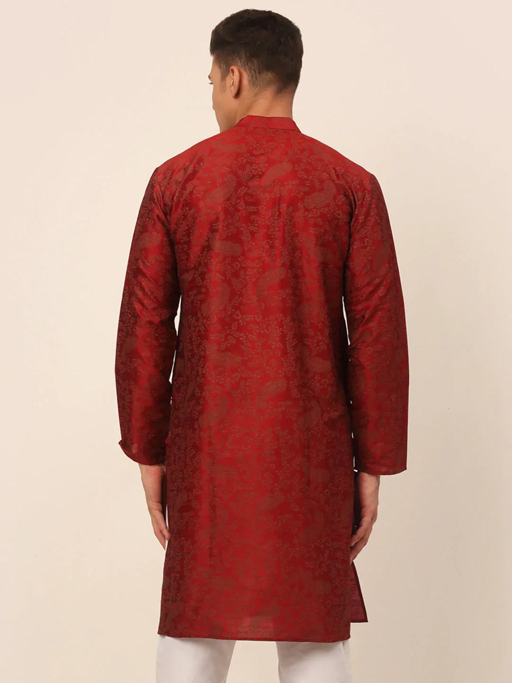 Jompers Men's Maroon Paisley Printed Kurta Only | Grocsy