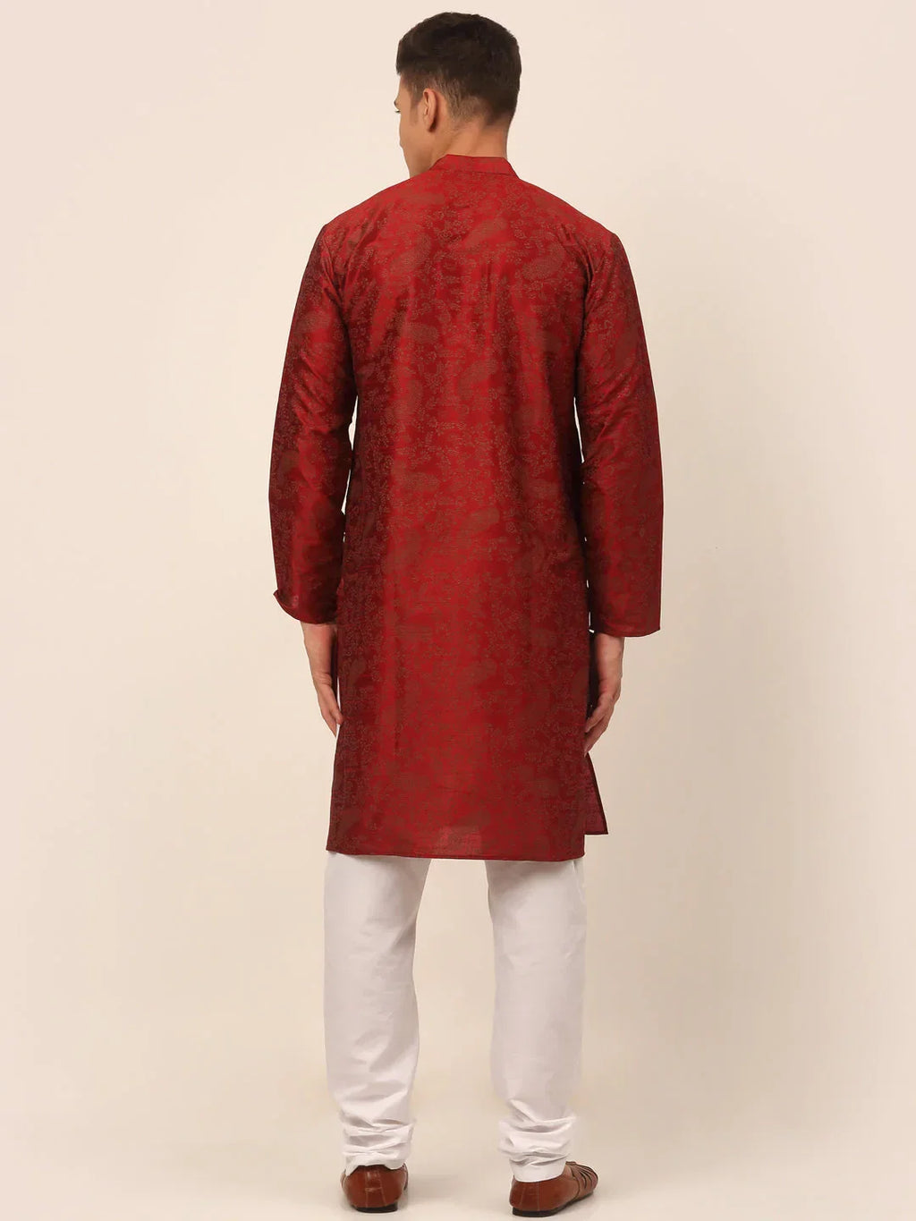 Jompers Men's Maroon Paisley Printed Kurta with Pyjama | Grocsy
