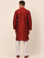 Jompers Men's Maroon Paisley Printed Kurta with Pyjama | Grocsy