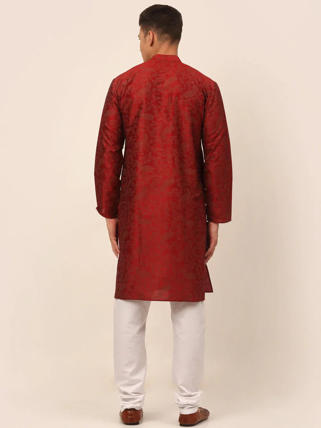 Jompers Men's Maroon Paisley Printed Kurta with Pyjama | Grocsy