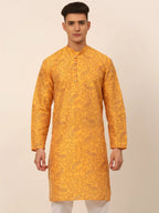 Jompers Men's Mustard Paisley Printed Kurta Only | Grocsy