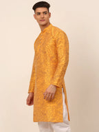 Jompers Men's Mustard Paisley Printed Kurta Only | Grocsy