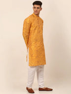 Jompers Men's Mustard Paisley Printed Kurta Only | Grocsy