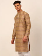 Jompers Men's Printed Sequinned Kurta Only - Brown | Grocsy