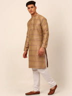 Jompers Men's Sequinned Kurta with Churidar - Brown | Grocsy