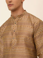 Jompers Men's Printed Sequinned Kurta Only - Brown | Grocsy