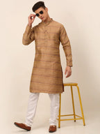 Jompers Men's Printed Sequinned Kurta Only - Brown | Grocsy
