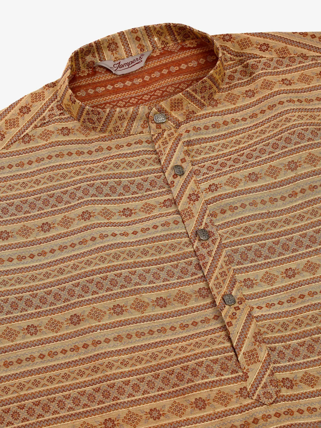 Jompers Men's Sequinned Kurta with Churidar - Brown | Grocsy