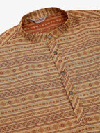 Jompers Men's Printed Sequinned Kurta Only - Brown | Grocsy