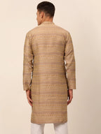 Jompers Men's Printed Sequinned Kurta Only - Brown | Grocsy