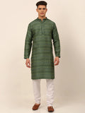 Jompers Men's Sequinned Kurta with Churidar - Green | Grocsy