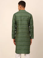 Jompers Men's Printed Sequinned Kurta Only - Green | Grocsy