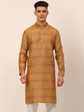 Jompers Men's Printed Sequinned Kurta Only - Yellow | Grocsy