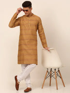 Jompers Men's Printed Sequinned Kurta Only - Yellow | Grocsy