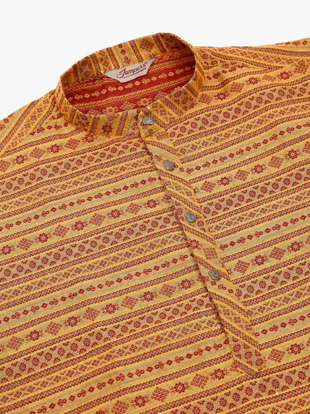 Jompers Men's Printed Sequinned Kurta Only - Yellow | Grocsy