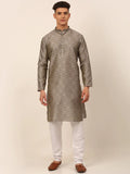 Jompers Men's Grey Floral Printed Kurta with Churidar | Grocsy