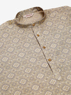 Jompers Men's Grey Floral Printed Kurta with Churidar | Grocsy
