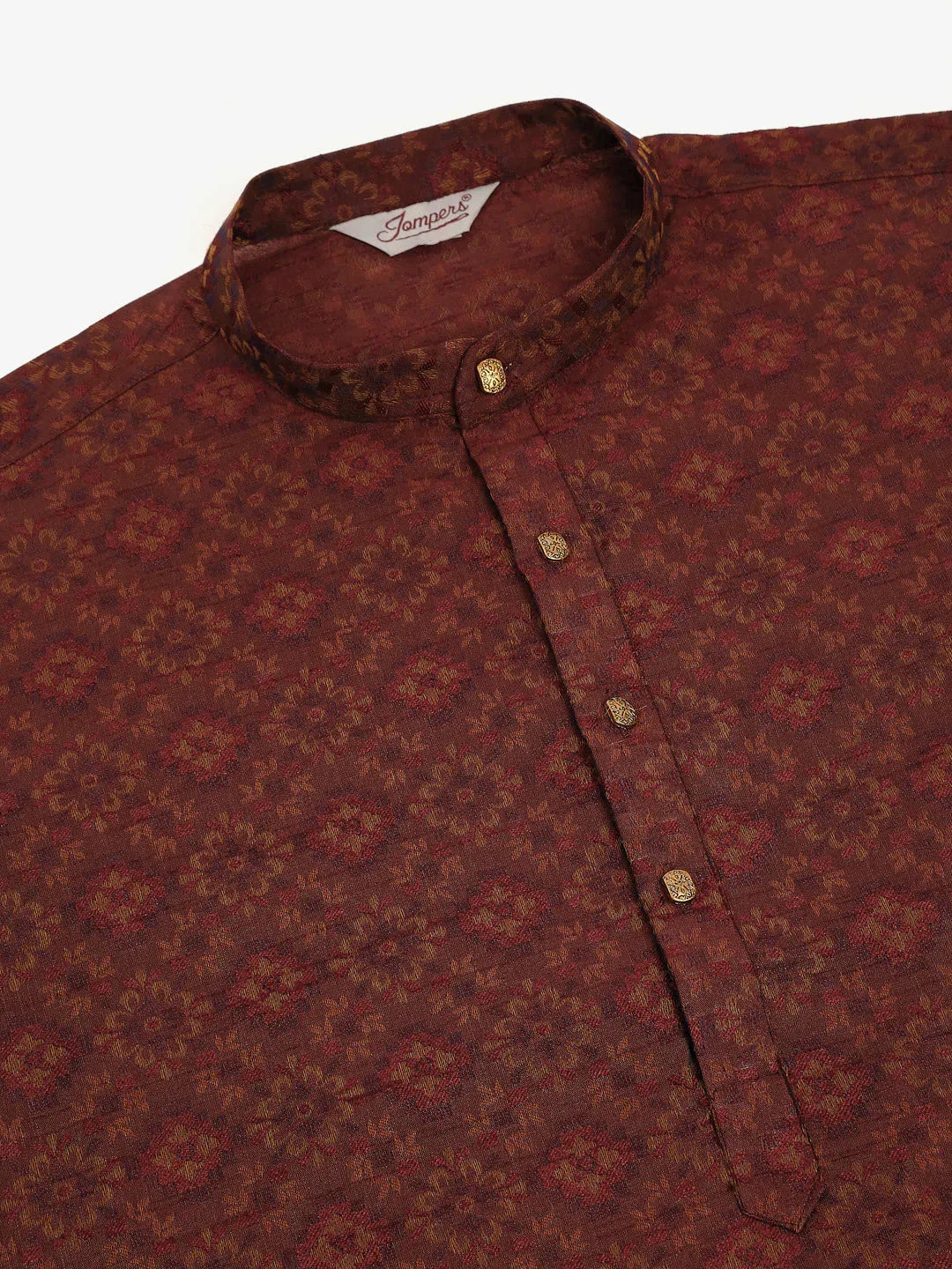 Jompers Men's Maroon Floral Printed Kurta with Churidar | Grocsy