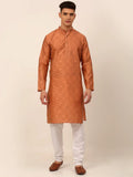 Jompers Men's Peach Floral Printed Kurta with Churidar | Grocsy