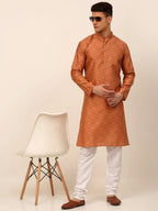 Jompers Men's Peach Floral Printed Kurta with Churidar | Grocsy