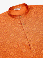 Jompers Men's Peach Floral Printed Kurta with Churidar | Grocsy