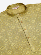 Jompers Men's Pista Green Floral Printed Kurta with Churidar | Grocsy
