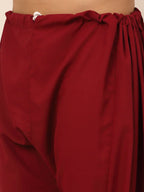 Jompers Men's Maroon Cotton Solid Pathani Kurta with Salwar | Grocsy