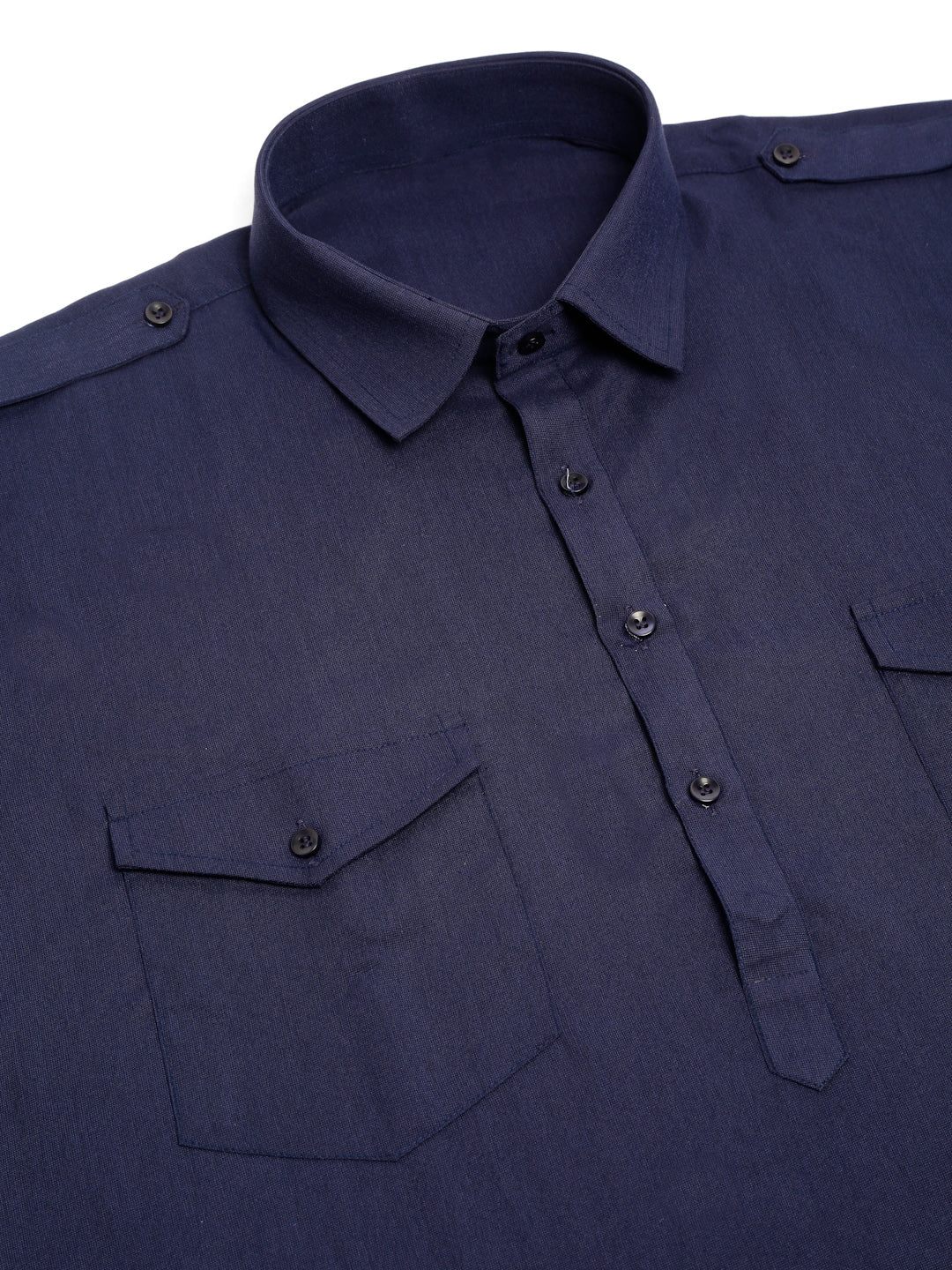 Jompers Men's Navy Cotton Solid Pathani Kurta with Salwar | Grocsy