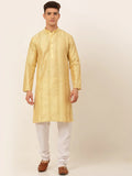Jompers Men's Golden Embroiderd Kurta Pajama | Grocsy