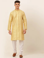 Jompers Men's Golden Embroiderd Kurta Pajama | Grocsy