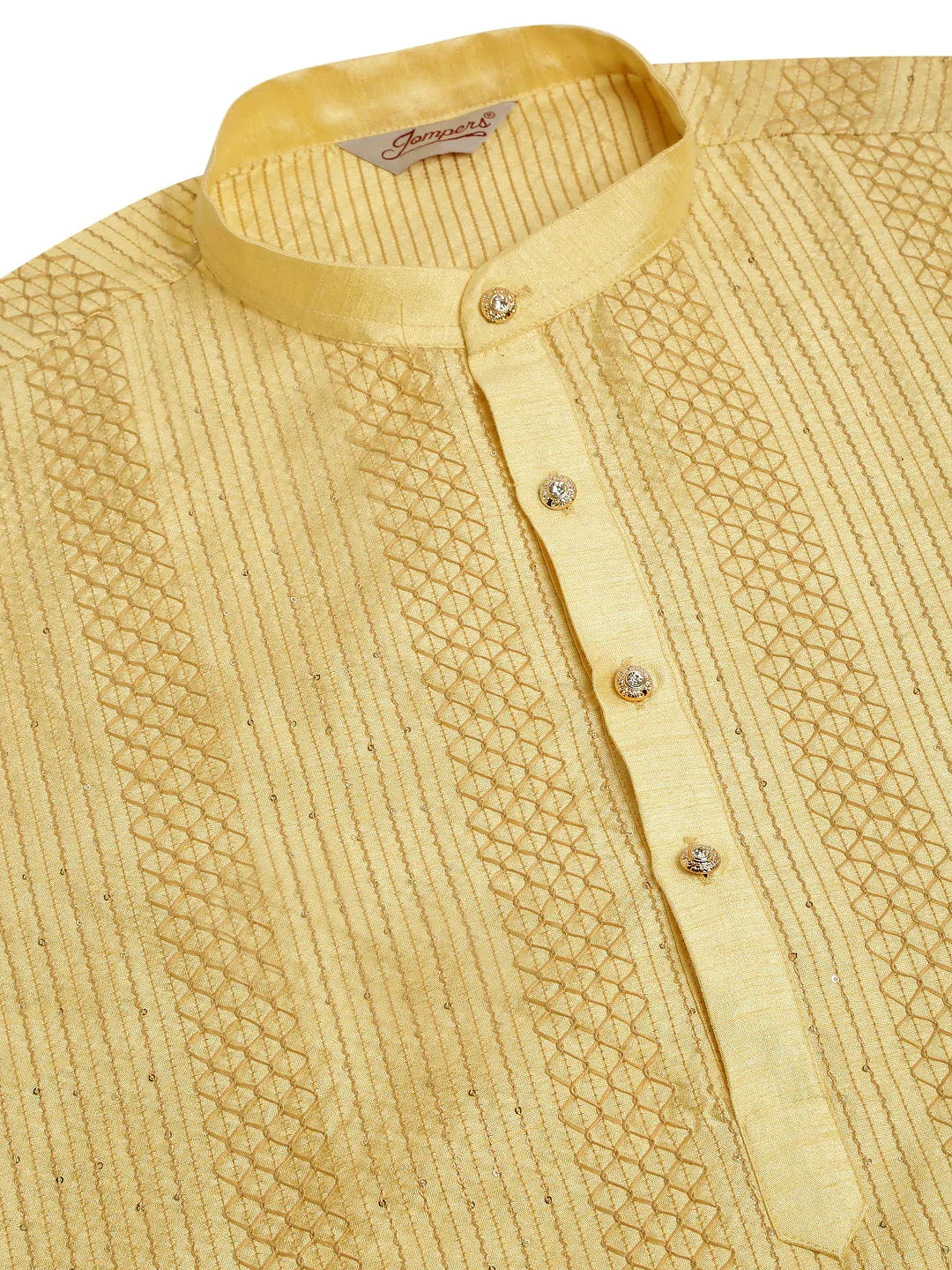 Jompers Men's Golden Embroiderd Kurta Pajama | Grocsy