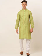 Jompers Men's Pista Green Embroiderd Kurta Pajama | Grocsy
