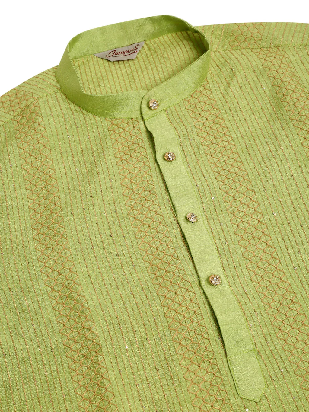 Jompers Men's Pista Green Embroiderd Kurta Pajama | Grocsy