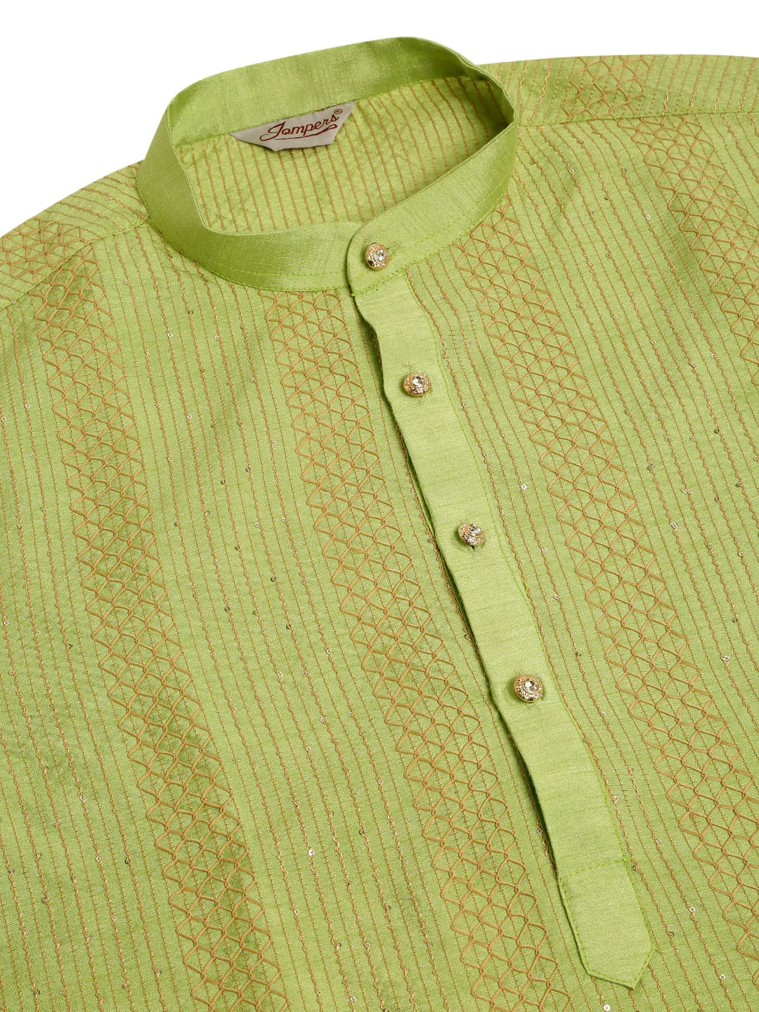 Jompers Men's Pista Green Embroiderd Kurta Pajama | Grocsy