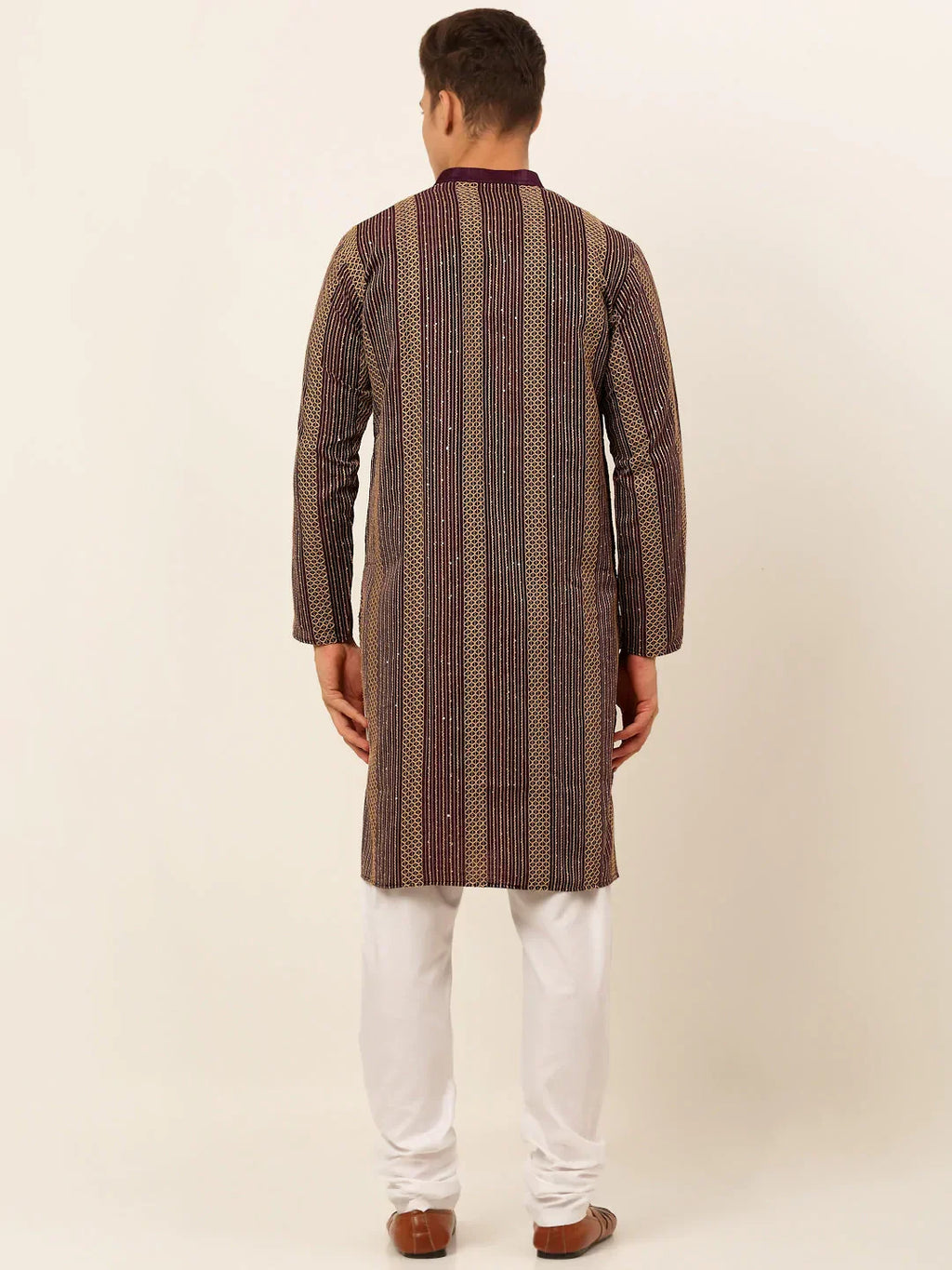 Jompers Men's Purple Embroiderd Kurta Pajama | Grocsy