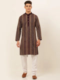Jompers Men's Purple Embroiderd Kurta Pajama | Grocsy