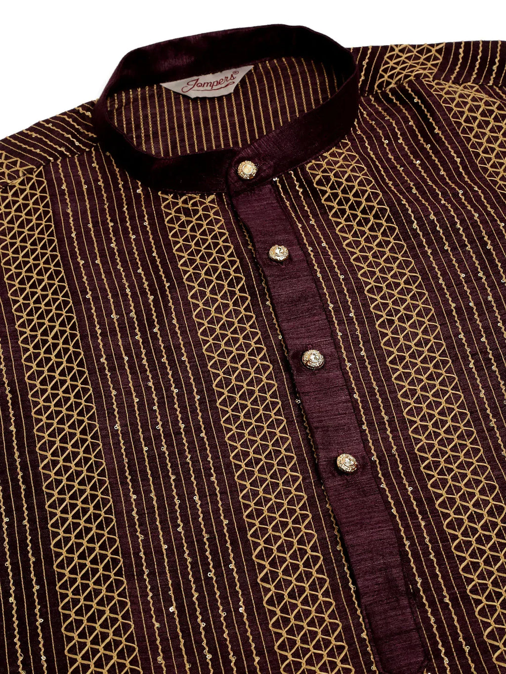 Jompers Men's Purple Embroiderd Kurta Pajama | Grocsy