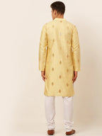 Jompers Men's Golden Embroidered Sequinned Kurta with Churidar | Grocsy